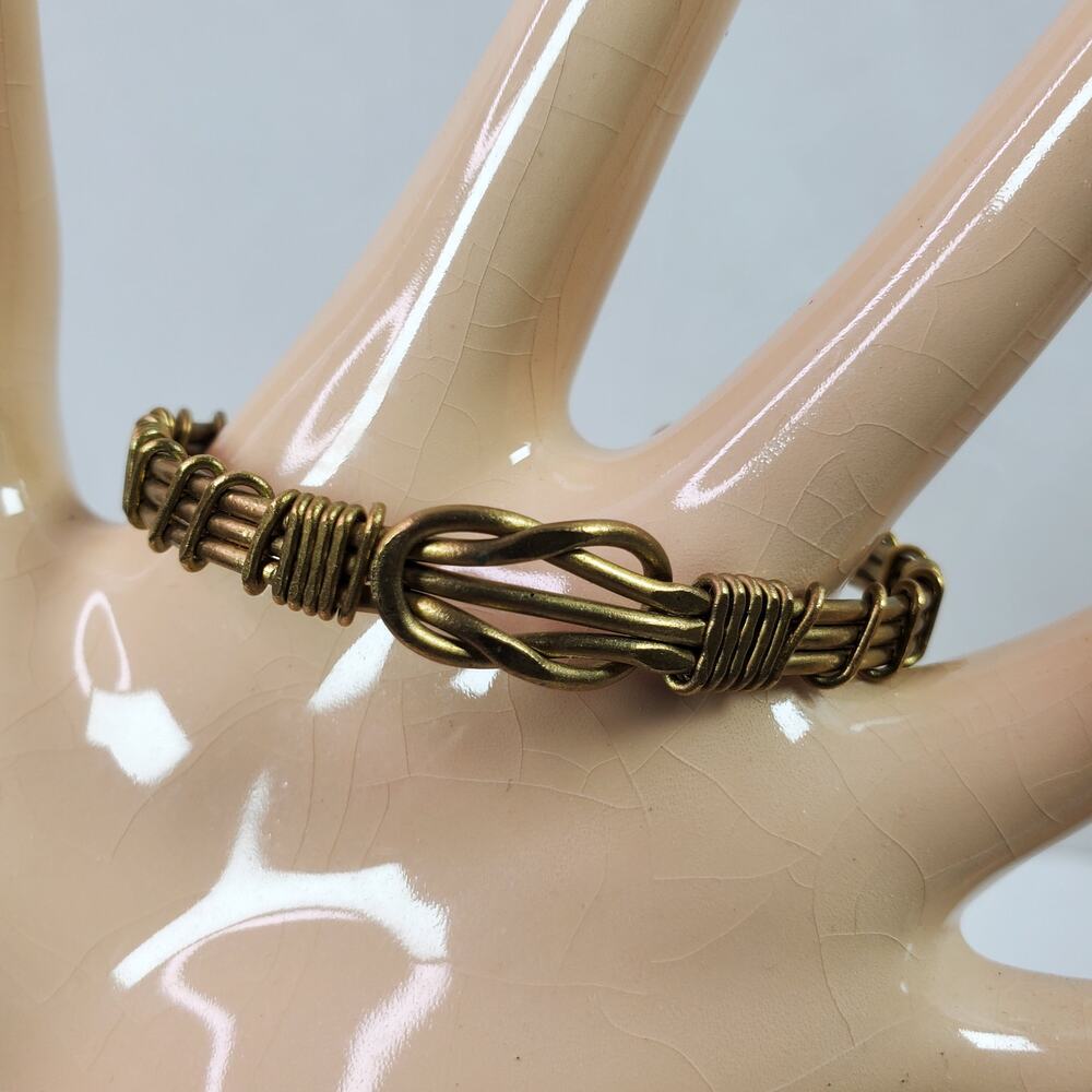 Vintage Artisan Handmade Wire Cuff Bracelet Brass